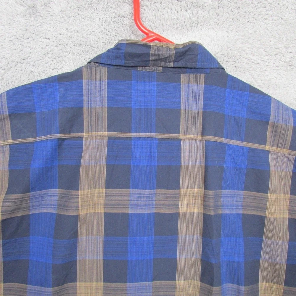 Nutexrol‎ Shirt Mens Large Blue Plaid Short Sleeve Button Front Casual Top